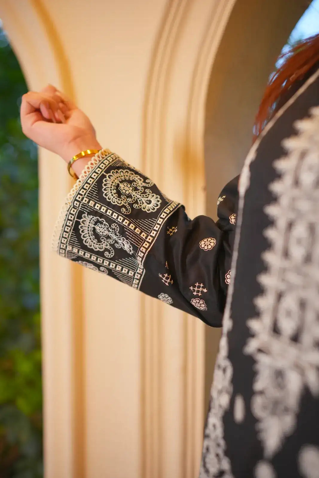 3 Piece Black Heavy Embroidered Suit