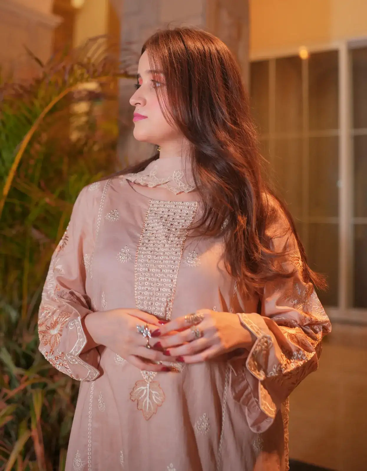 3 Piece Light Lavender Embroidered Suit