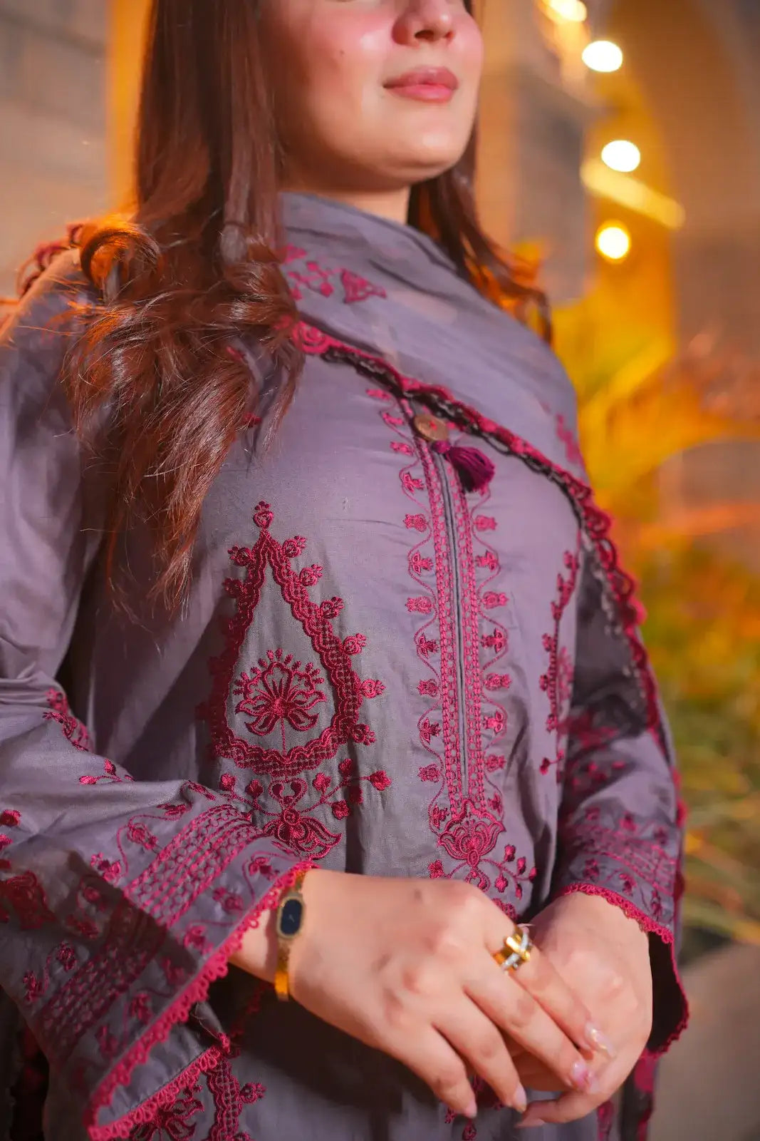 3 Piece Grey Embroidered Suit