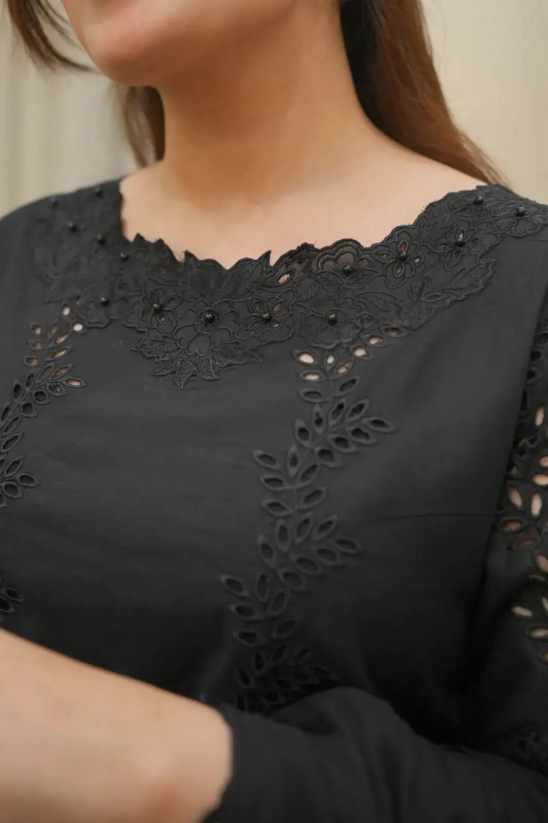 3 Piece Black Boring Embroidered Suit