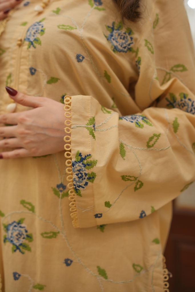 3 Piece Beige Embroidered Suit