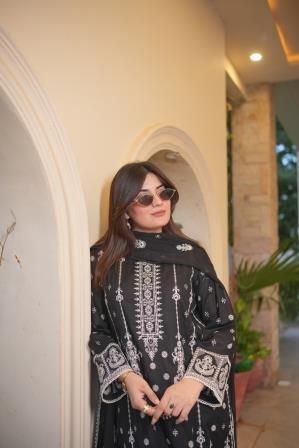 3 Piece Black Heavy Embroidered Suit