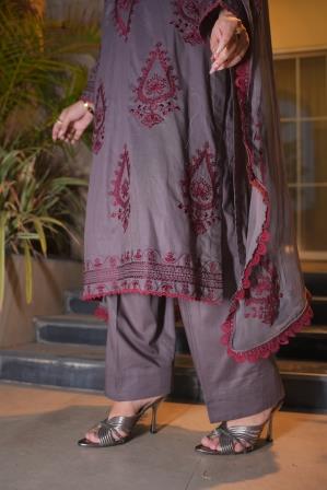 3 Piece Grey Embroidered Suit